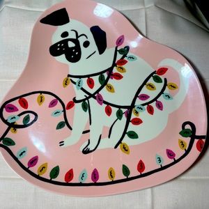 Two Christmas Pug Plates